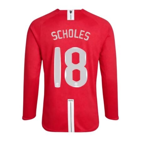 Scholes 18 - 2007/08 Manchester United Home Full sleeves jersey - Retro (Authentic)