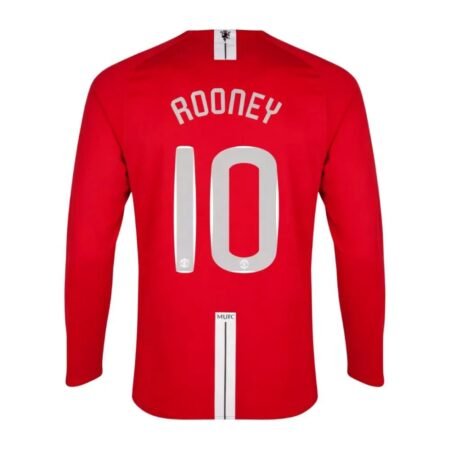 Rooney 10 - 2007/08 Manchester United Home Full sleeves jersey - Retro (Authentic)