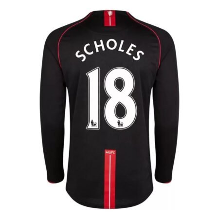 Scholes 18 - 2007/08 Manchester United Away Full sleeves jersey - Retro (Authentic)
