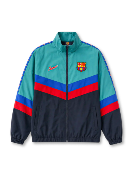 FC Barcelona Green/Blue Retro Windbreaker Jacket 1995 (Authentic)